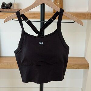 Alo Yoga Seamless Ribbed Favorite Tank & Short SET - Black - L